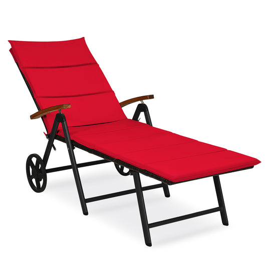 Patiojoy 1PC/2PCS Foldable Beach Sling Chair with 7 Adjustable Positions&Cushion Indoor Living Room Chaise Lounge