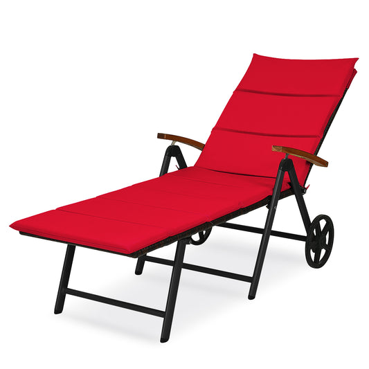 Patiojoy 1PC/2PCS Foldable Beach Sling Chair with 7 Adjustable Positions&Cushion Indoor Living Room Chaise Lounge