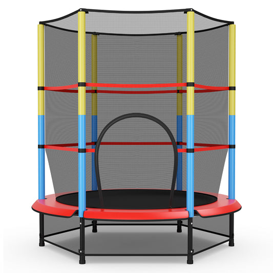 Topbuy 55?¡¥?¡¥ Mini Kids Jumping Exercise ASTM Certified Approved Recreational Trampolines with Enclosure Net for Kids Toy Birthday Gift