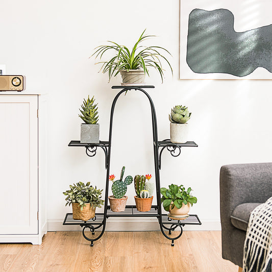 Topbuy 6 Tier Vertical Metal Corner Plant Stand Flower Pots Display Rack Storage Shelf Decorative Planter for Garden