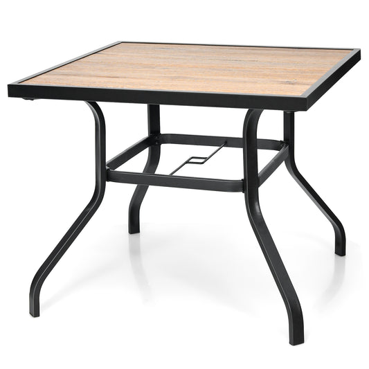 Patiojoy Outdoor Dining Table Oversize Square Bistro Garden Deck with Rustproof Steel Frame for Garden