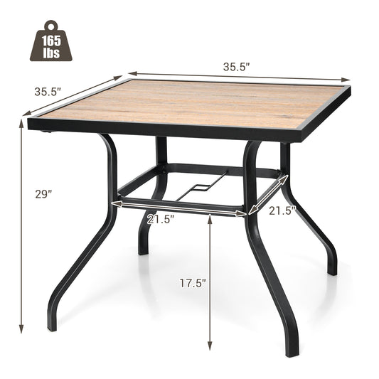 Patiojoy Outdoor Dining Table Oversize Square Bistro Garden Deck with Rustproof Steel Frame for Garden