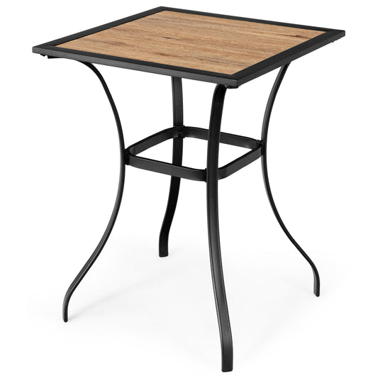 Patiojoy 28'' Patio Bar Height Table Outdoor Steel Square Bar Table W/ Reinforced Steel Structure