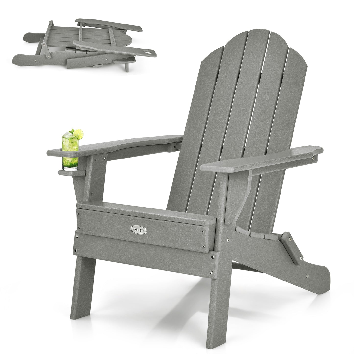 Patiojoy Folding Adirondack Chair Outdoor Adirondack Chair Weather Resistant Lounger  Fire Pit Chair for Backyard Porch Poolside Turquoise/Grey/White/Black