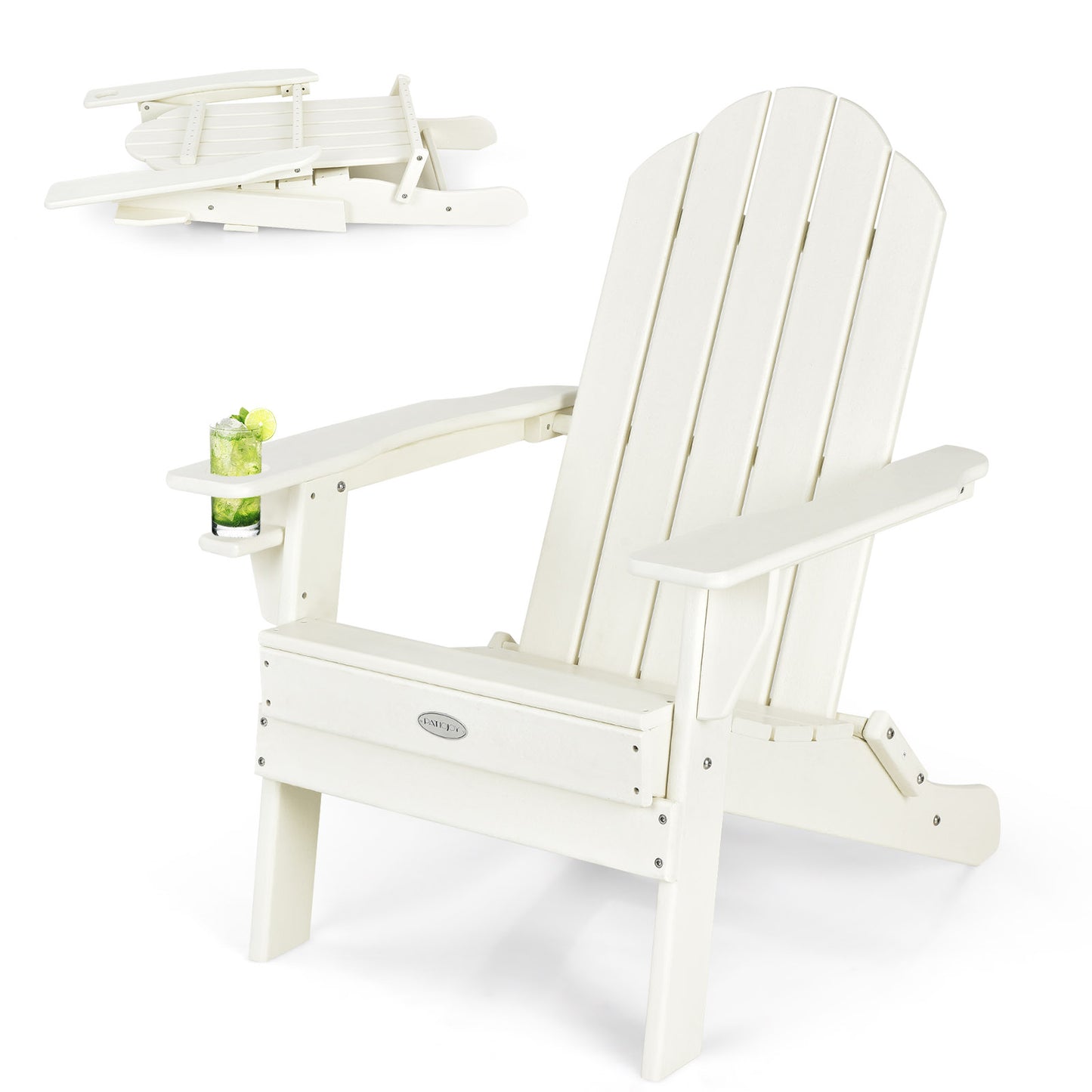 Patiojoy Folding Adirondack Chair Outdoor Adirondack Chair Weather Resistant Lounger  Fire Pit Chair for Backyard Porch Poolside Turquoise/Grey/White/Black