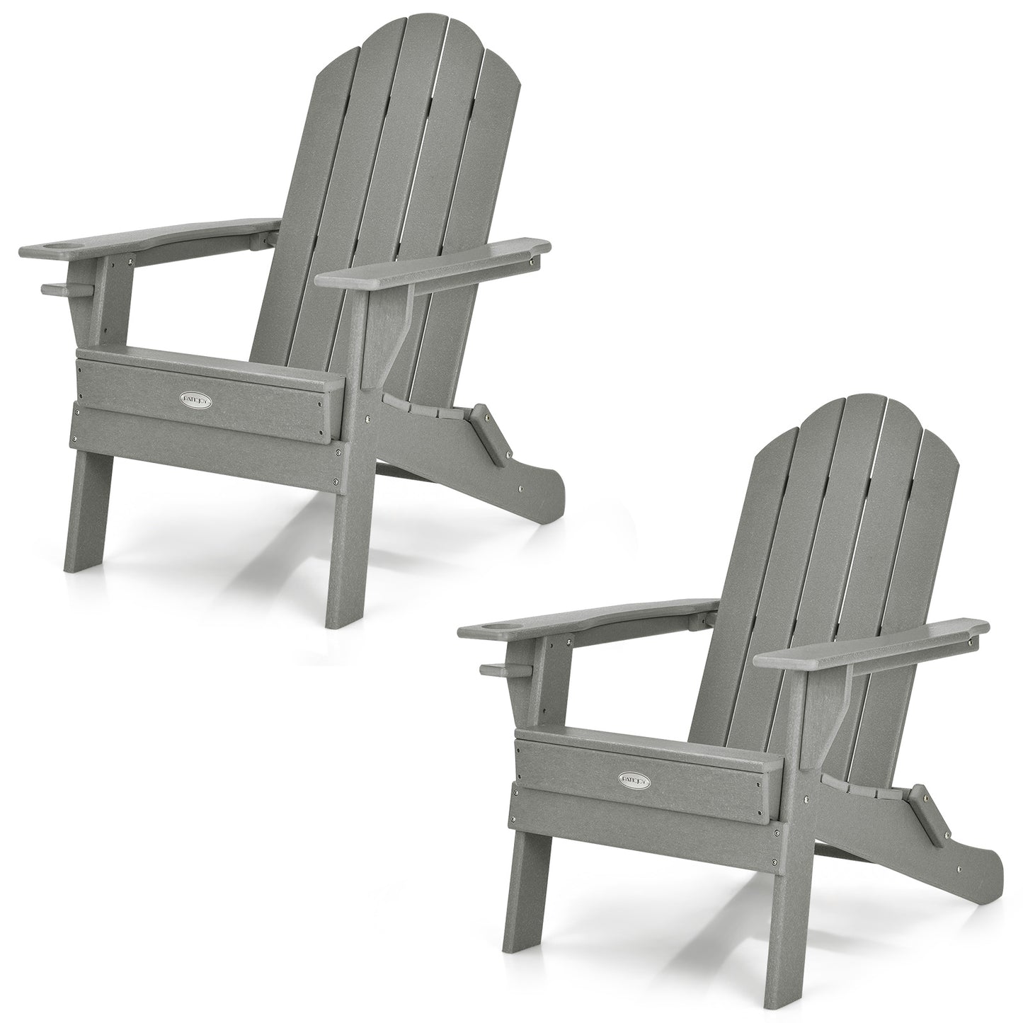 Patiojoy 2PCS Folding Adirondack Chair Outdoor Adirondack Chair Weather Resistant Lounger  Fire Pit Chair for Backyard Porch Poolside Turquoise/Grey/White/Black