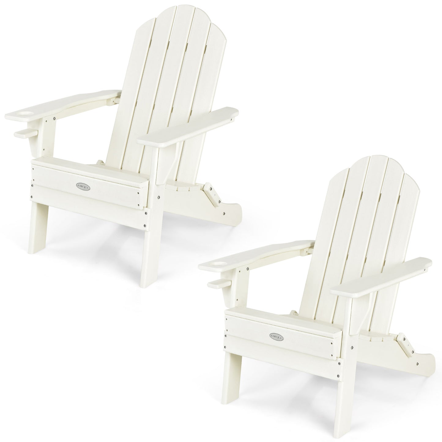 Patiojoy 2PCS Folding Adirondack Chair Outdoor Adirondack Chair Weather Resistant Lounger  Fire Pit Chair for Backyard Porch Poolside Turquoise/Grey/White/Black