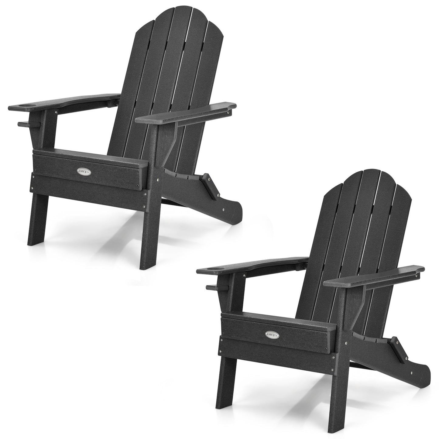 Patiojoy 2PCS Folding Adirondack Chair Outdoor Adirondack Chair Weather Resistant Lounger  Fire Pit Chair for Backyard Porch Poolside Turquoise/Grey/White/Black