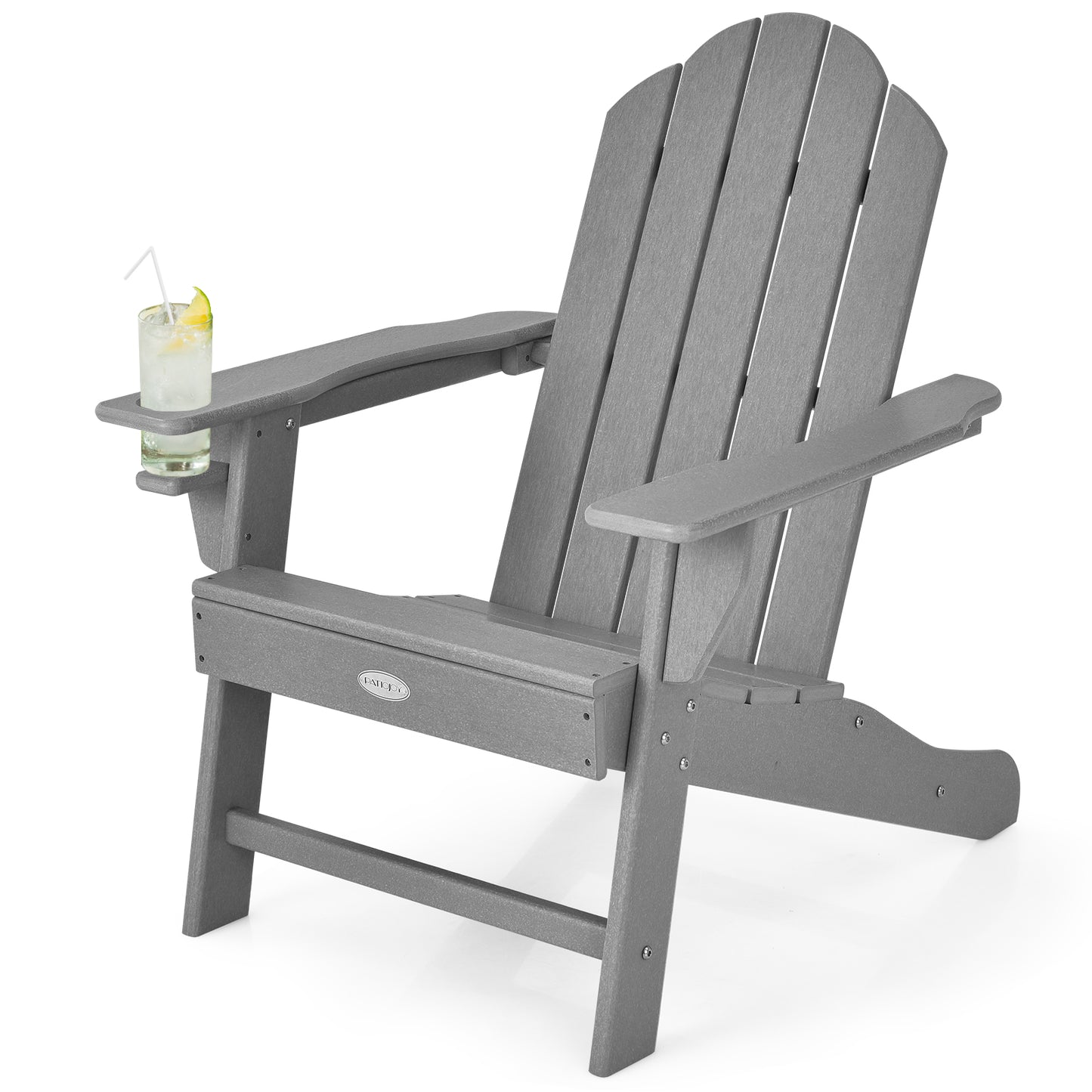 Patiojoy Adirondack Chair Outdoor Fire Pit Chair with Cup Holde Weather Resistant Lounger Chair for Backyard Garden Patio and Deck Black/Grey/Turquoise/White