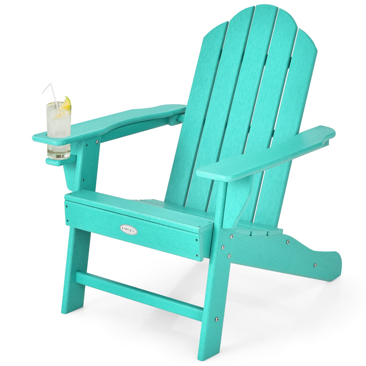 Patiojoy Adirondack Chair Outdoor Fire Pit Chair with Cup Holde Weather Resistant Lounger Chair for Backyard Garden Patio and Deck Black/Grey/Turquoise/White