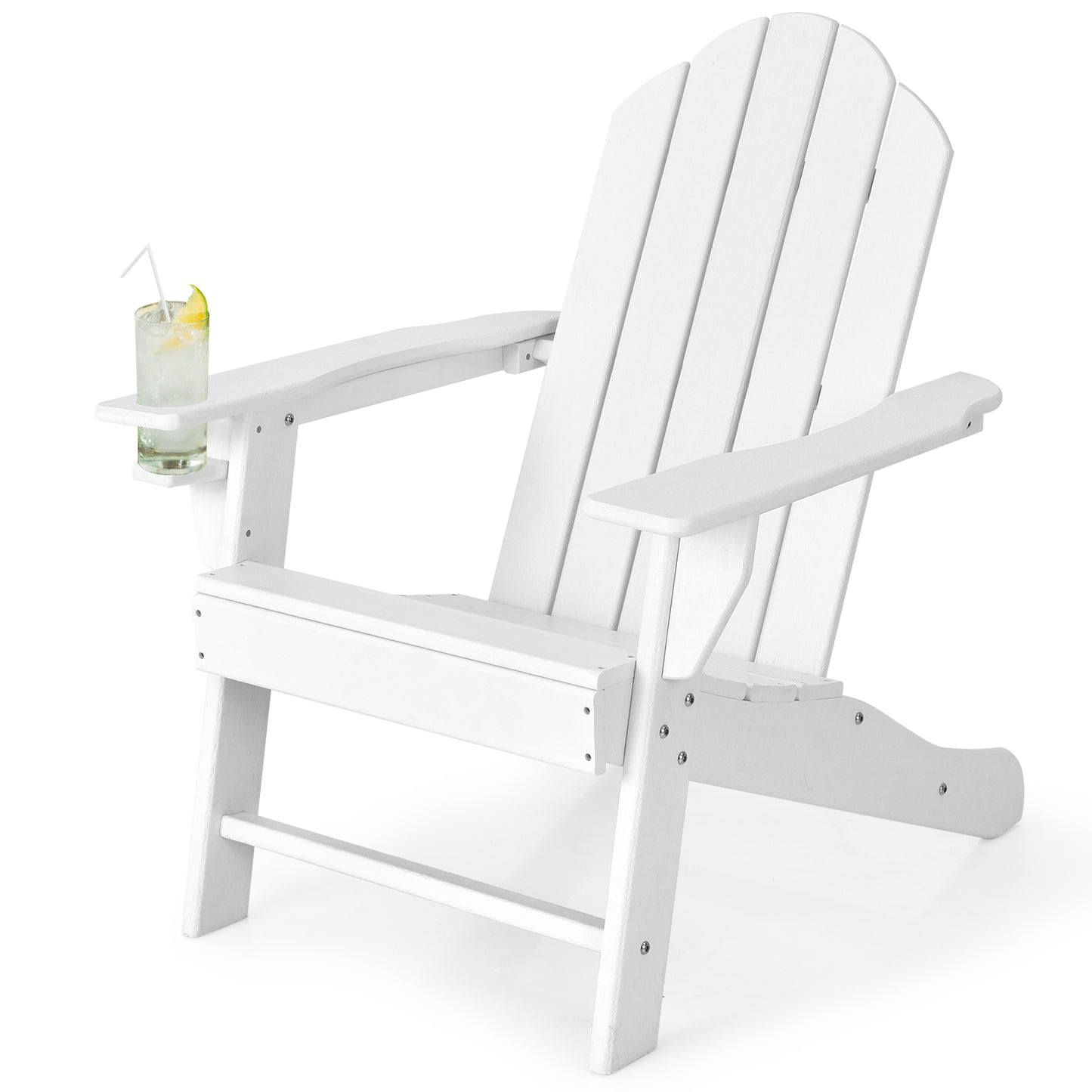 Patiojoy Adirondack Chair Outdoor Fire Pit Chair with Cup Holde Weather Resistant Lounger Chair for Backyard Garden Patio and Deck Black/Grey/Turquoise/White