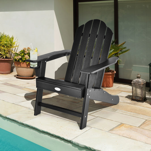 Patiojoy 2PCS Adirondack Chair Outdoor Fire Pit Chair with Cup Holde Weather Resistant Lounger Chair for Backyard Garden Patio and Deck Black/Grey/Turquoise/White