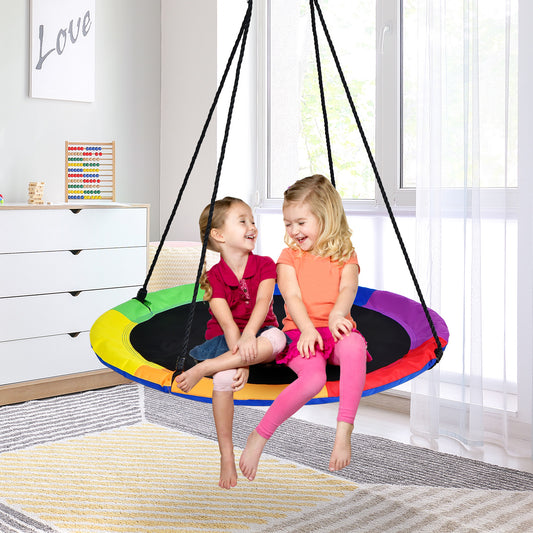 Topbuy 40'' Flying Saucer Tree Swing Indoor/Outdoor Round Mat Tree Swing  Blue/Green/Camo Green
