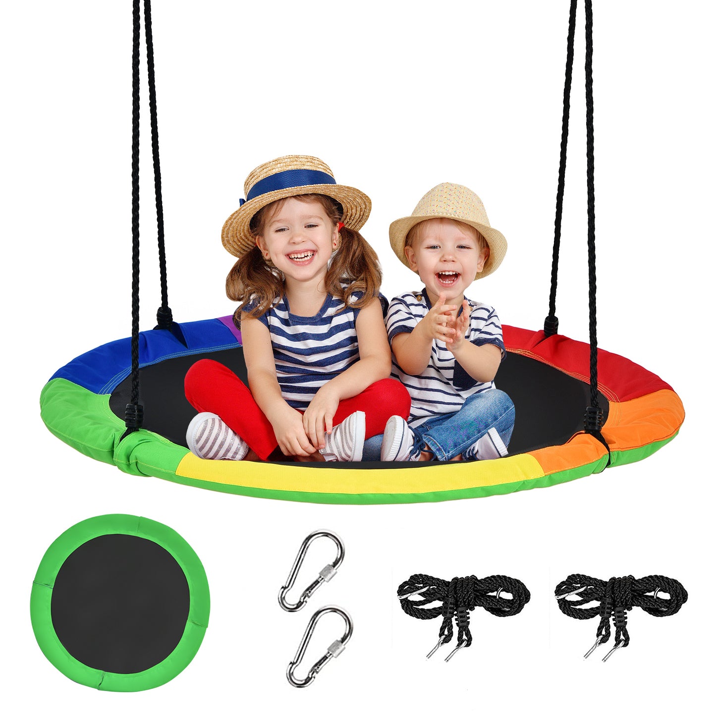 Topbuy 40'' Flying Saucer Tree Swing Indoor/Outdoor Round Mat Tree Swing  Blue/Green/Camo Green