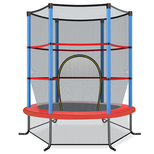 Topbuy 55'' Kids Jumping Exercise ASTM Certified Approved Mini Recreational Hexagonal Shape Toddler Trampolines for Kids Toy Birthday Gift Blue/Red/Yellow/Green