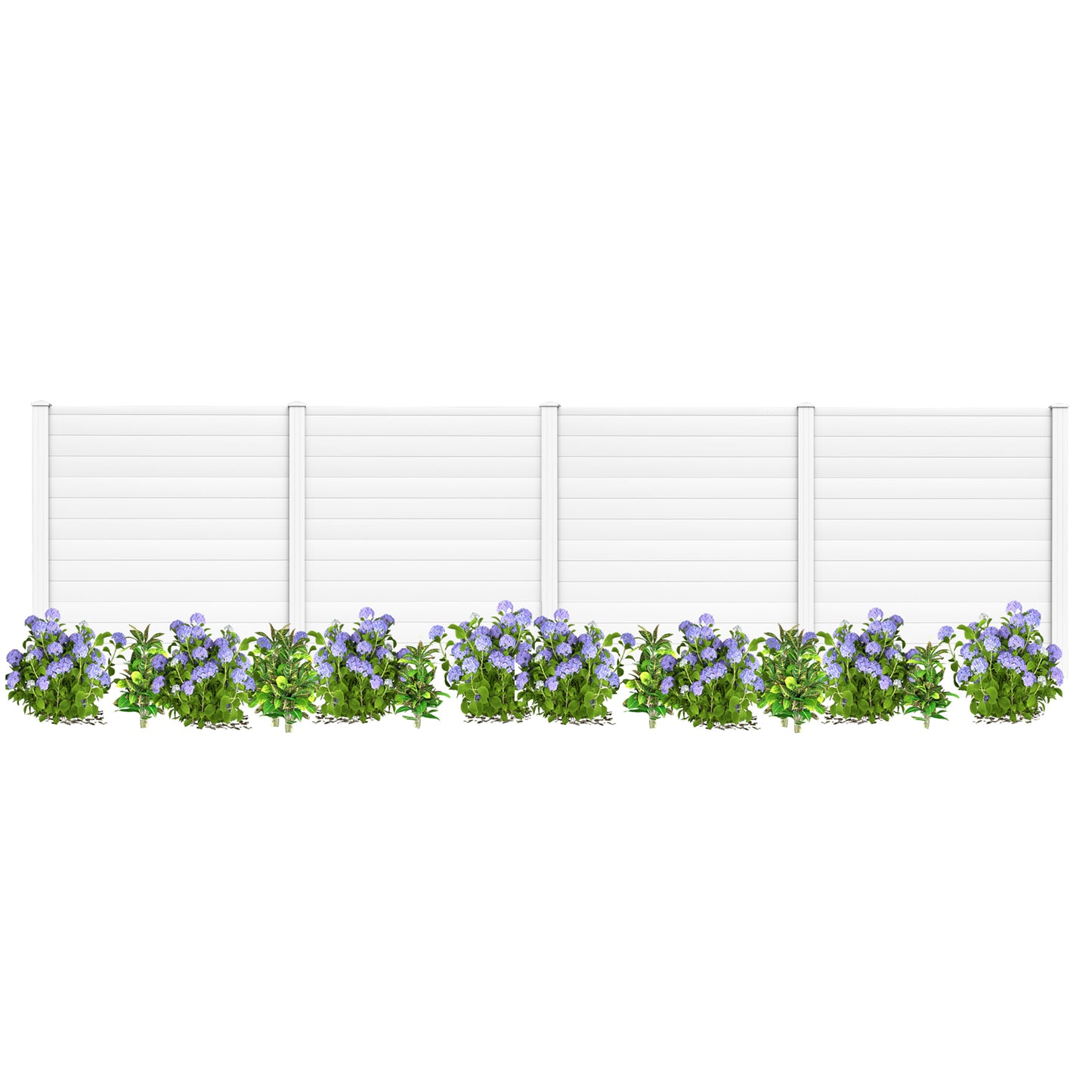 Topbuy Outdoor Privacy Fence Panel 2 Picket PVC Decorative Fence w/3 Cuspidal Stakes Trash Enclosure & Air Conditioner Freestanding Fence for Garden