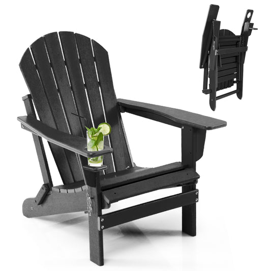 Patiojoy Wooden Adirondack Chair W/Ergonomic Design&Ottoman Outdoor Armchair Acacia Wood chair for Yard&Patio Black/Coffee/Grey/Turquoise/White