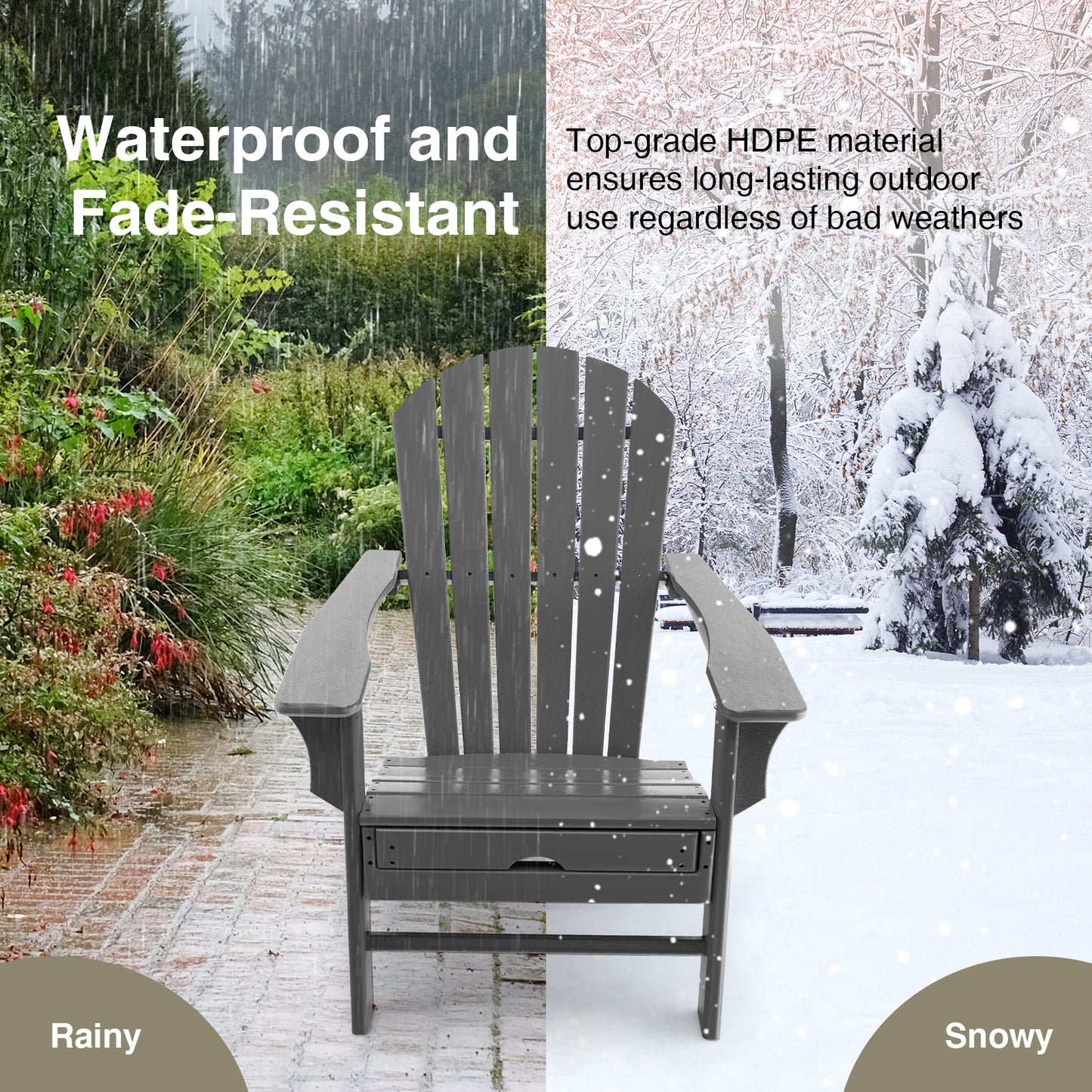 Patiojoy Wooden Adirondack Chair W/Ergonomic Design&Ottoman Outdoor Lounge Armchair Acacia Wood chair for Yard&Patio Black/Coffee/Grey/Turquoise/White