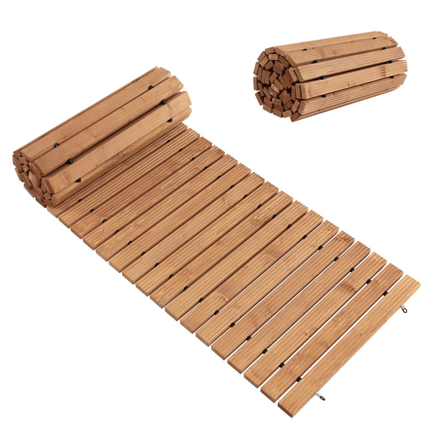 Topbuy 8' Weather-Resistant Straight Hardwood Pathway Roll Out Fir Wood Garden Walkway with Non-Slip Surface 17''/22''