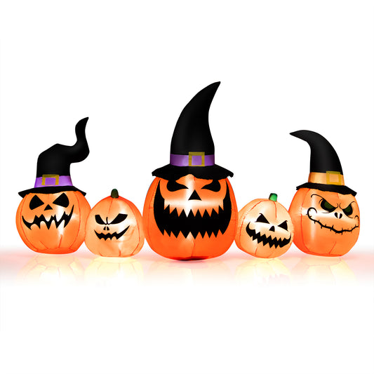 Topbuy Long Inflatable Pumpkin Family Waterproof Halloween Yard Decoration with Built-in LED Lights  Indoor & Outdoor Halloween Decor