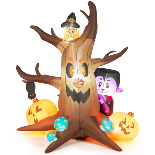Topbuy 6 FT Tall Halloween Inflatable Decoration Outdoor Blow Up Dead Tree with Vampire Owl Bat Pumpkin Bright LED & RGB Lights