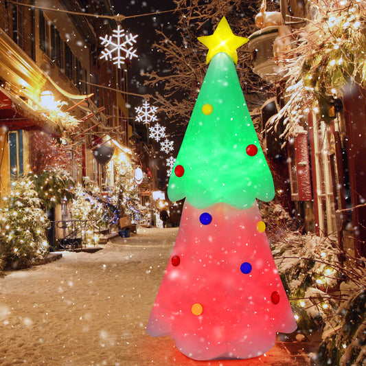Topbuy 6.2FT Tall Christmas Inflatables Colorful Tree Blow up Christmas Tree Outdoor Decoration with LED Lights Rotating Lights