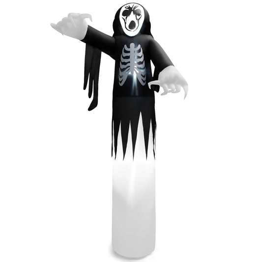 Topbuy 12 FT Halloween Inflatable Skeleton Decoration w/ Built-in LEDs Inflatable Scull Face Ghost
