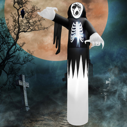 Topbuy 12 FT Halloween Inflatable Skeleton Decoration w/ Built-in LEDs Inflatable Scull Face Ghost