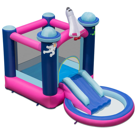 Topbuy Inflatable Kids Water Slide w/ Splash Pool Indoor Outdoor Bouncy Castle Center Portable Blow Up Slide Jumping House w/ Carry Bag & Bouncer Stakes (without Blower)