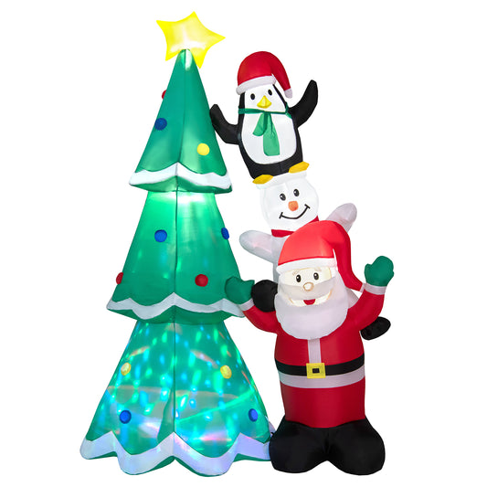 Topbuy 8.7 FT Inflatable Christmas Tree and Santa Claus, Blow up Christmas Tree with Santa Penguin & Snowman Xmas Outdoor Inflatable Decoration