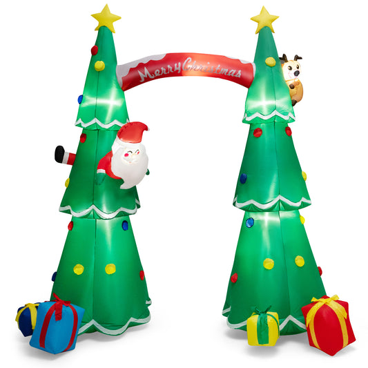 Topbuy 10 FT Inflatable Christmas Tree Archway with Santa Claus Reindeer Gift Boxes Indoor & Outdoor Christmas Decoration