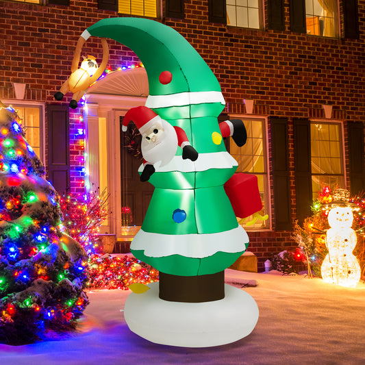 Topbuy 8 FT Inflatable Christmas Tree, Blow up Christmas Tree with Gift Boxes Santa Claus & Flying Dog