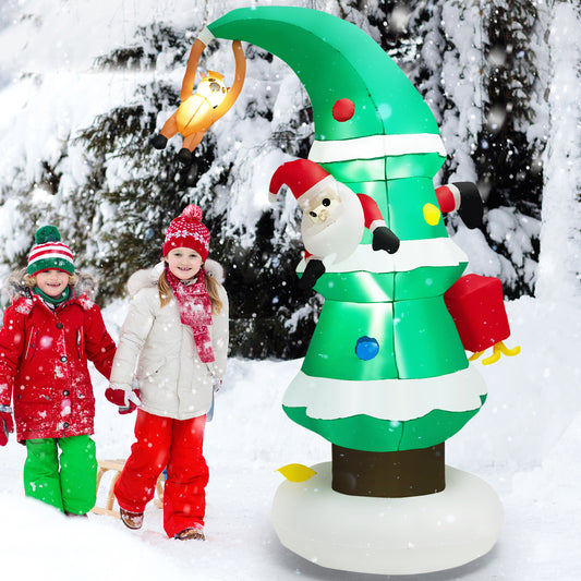 Topbuy 8 FT Inflatable Christmas Tree, Blow up Christmas Tree with Gift Boxes Santa Claus & Flying Dog