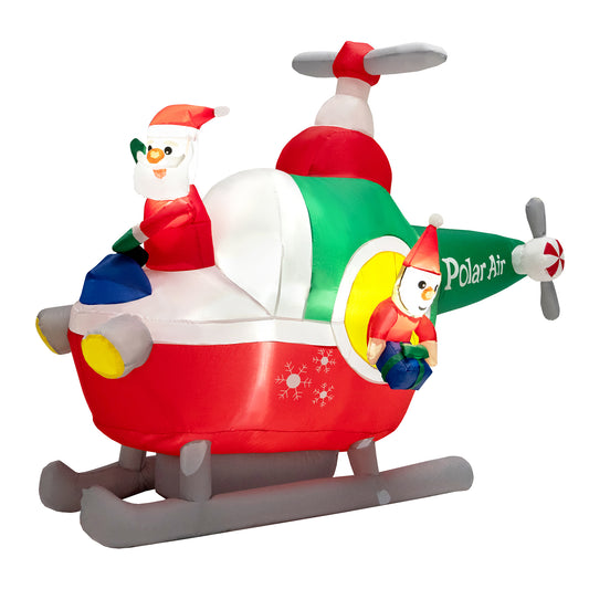 Topbuy 6 FT Inflatable Santa Claus with Helicopter & Airplane Propellers Quick Blow Up Santa Claus with Built-in LED Lights