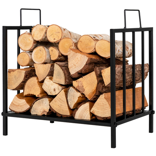 Topbuy Firewood Log Rack Indoor & Outdoor Firewood Holder with Convenient Handle and Raised Feet Heavy Duty Firewood Storage Holder for Fireplace