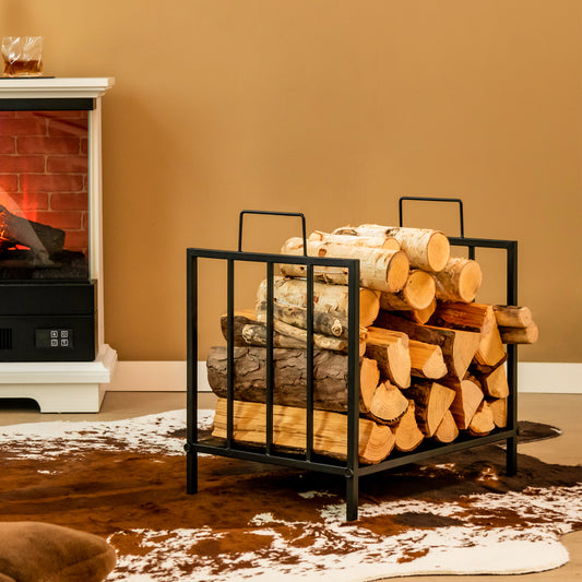 Topbuy Firewood Log Rack Indoor & Outdoor Firewood Holder with Convenient Handle and Raised Feet Heavy Duty Firewood Storage Holder for Fireplace