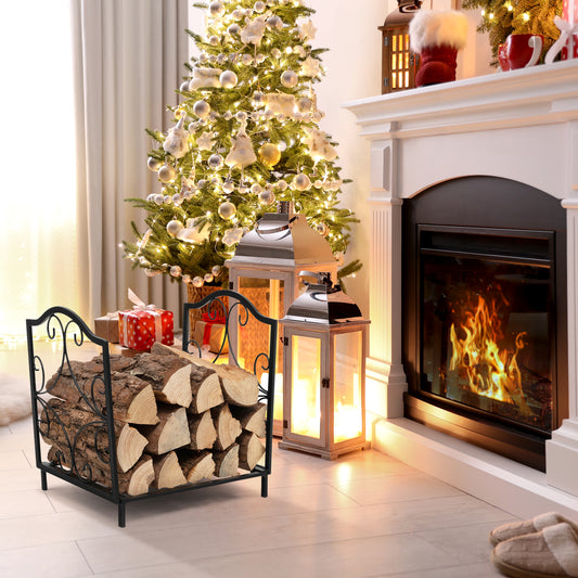 Topbuy Fireplace Firewood Rack, Heavy Duty Small Firewood Holder for Fireplace, 132 lbs Load Capacity, Decorative Log Rack Wood Holder