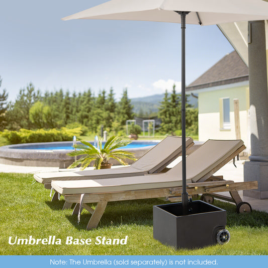 Topbuy Patio Umbrella Base, 170 lbs Steel Umbrella Base with 2 Universal Wheels Two Adjustable Knobs with 1.5''/1.9'' Umbrella Holes