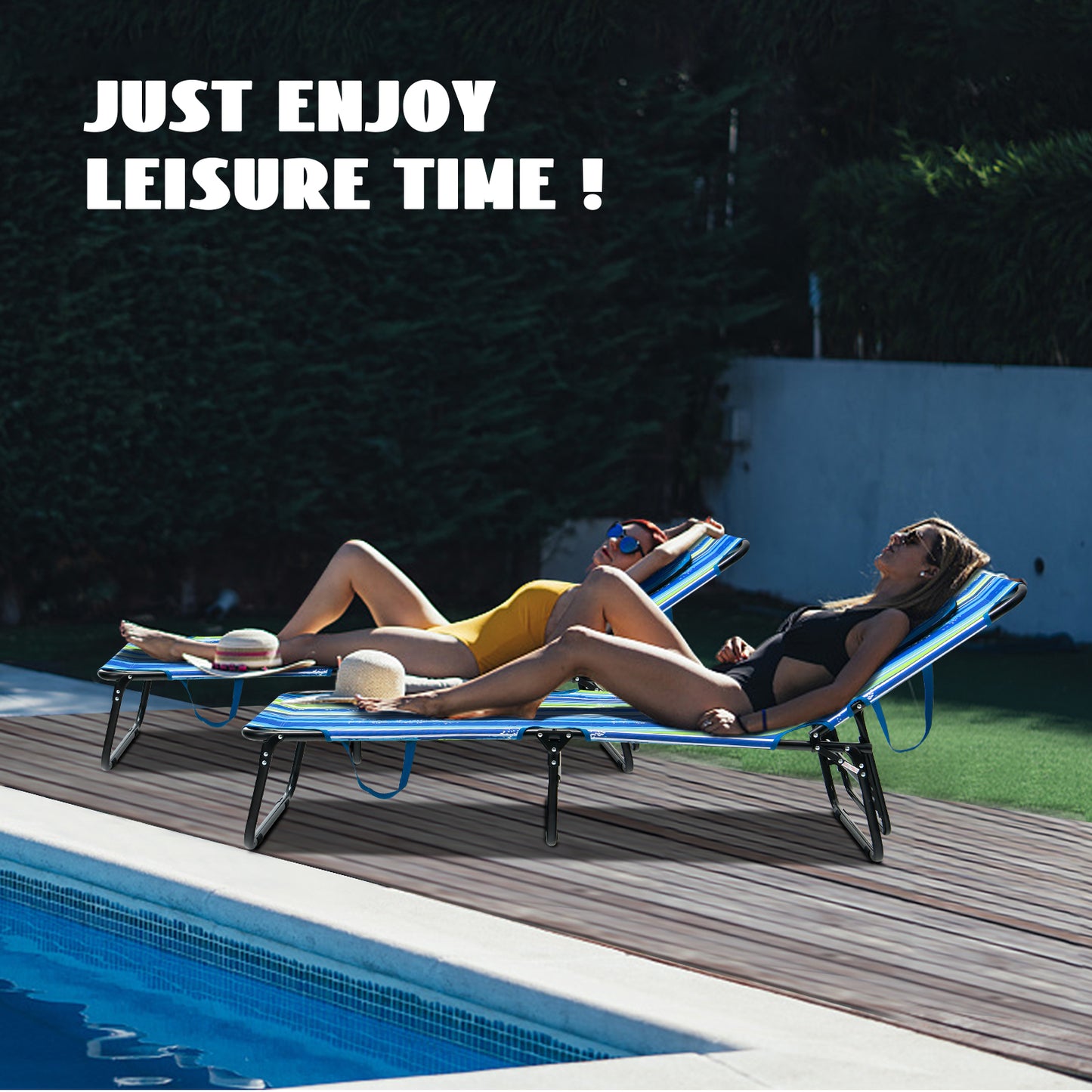 Topbuy Beach Chaise Lounge Chair Adjustable Face Down Tanning Chair w/ Face Hole and Removable Pillow 5 Adjustable Positions