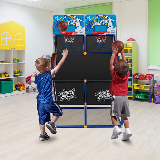 Topbuy Kids Basketball Hoop Arcade Game Double Shot Basketball Arcade with 2 Shatterproof Backboards