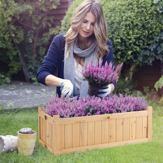 Topbuy Fir Wood Raised Garden Bed Outdoor Elevated Planter w/Drainage Hole Folding Square Planter Box 27.5'' x 12'' x 8.5''