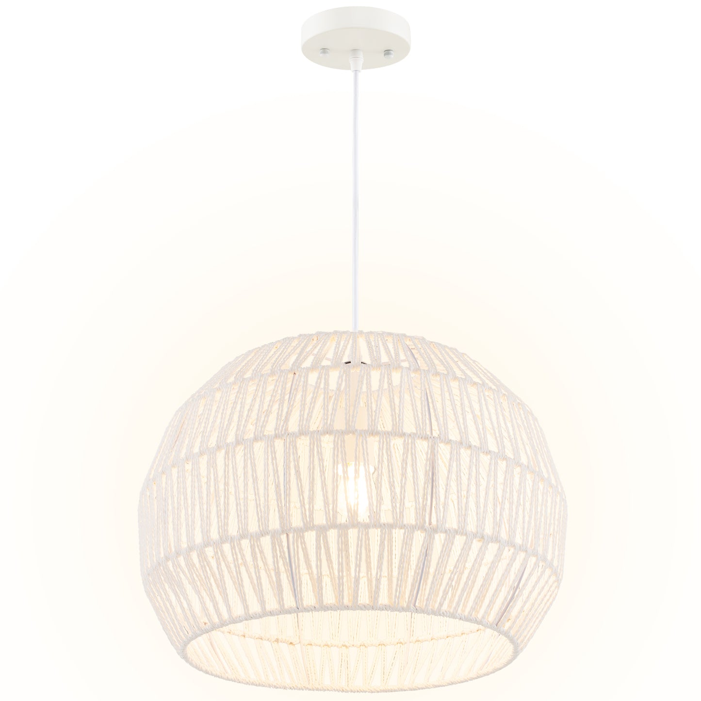 Topbuy Paper Pendant Light Fixture Round Hanging Ceiling Light with Adjustable Hanging Rope 17.5'' Decorative Chandelier