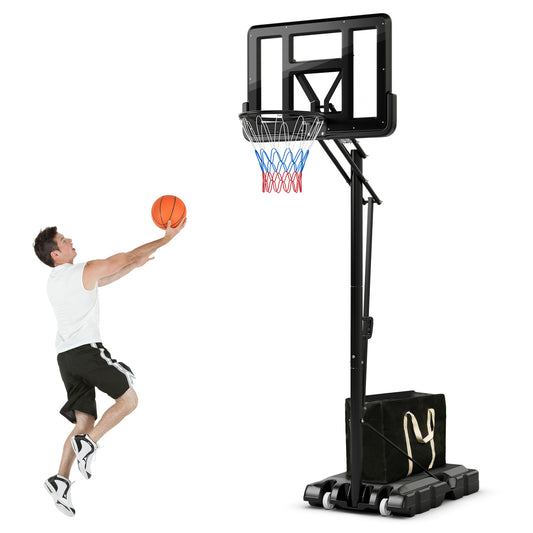 Topbuy Portable Basketball Hoop 8-10FT Height Adjustable Basketball Hoop System w/ 44'' Backboard Fillable Base