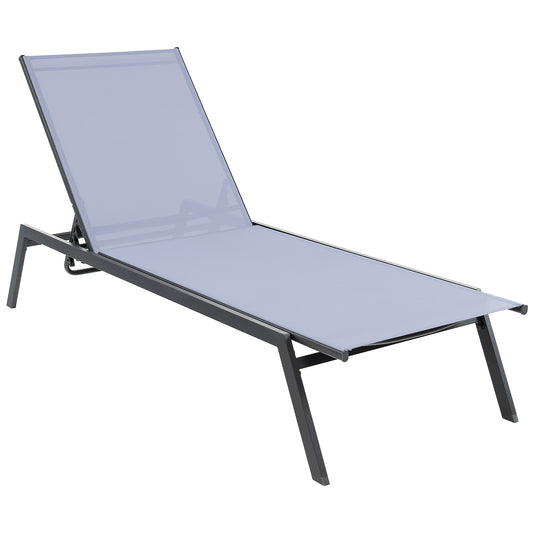 Topbuy 1PC/2PCS Patio Chaise Lounge Chair Outdoor Recliner w/ 6-Level Adjustable Backrest Breathable & Quick-Drying Fabric