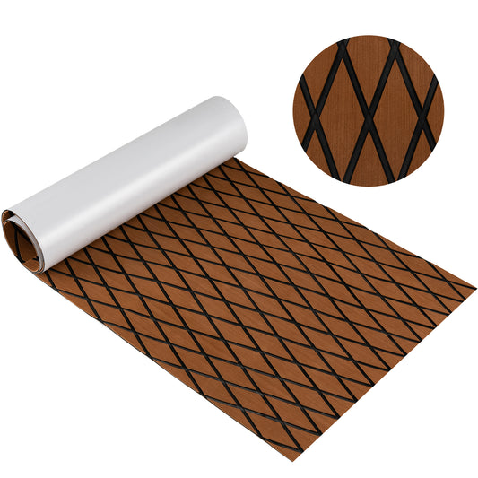 Topbuy EVA Foam Boat Decking Sheet 75'' x 28'' Diamond Pattern Faux Teak Self-Adhesive Foam Floor Mat Portable Anti-skid Boat Carpet