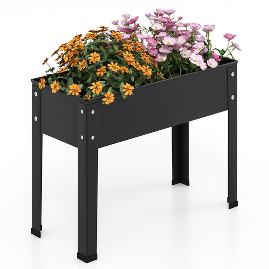 Topbuy Raised Garden Bed w/ Metal Legs Low Height Elevated Gardening Container w/ Drainage Hole for Vegetables Flowers Herbs