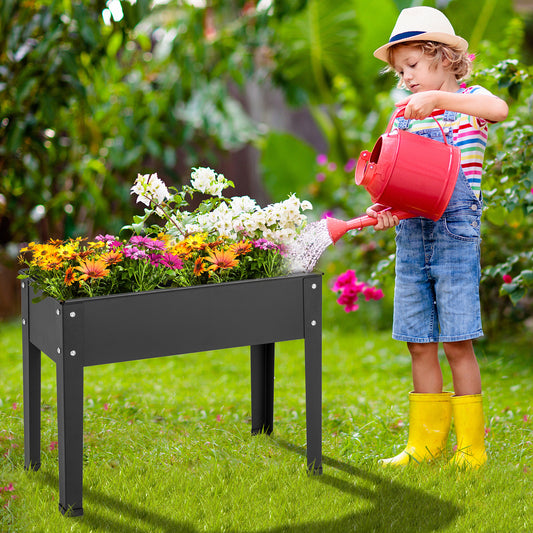 Topbuy Raised Garden Bed w/ Metal Legs Low Height Elevated Gardening Container w/ Drainage Hole for Vegetables Flowers Herbs