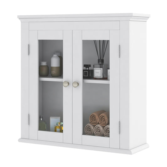 Topbuy Bathroom Wall Cabinet with Tempered Glass Doors Wall Mounted Storage Cabinet Medicine Cabinet with Adjustable Shelf Mounting Fittings