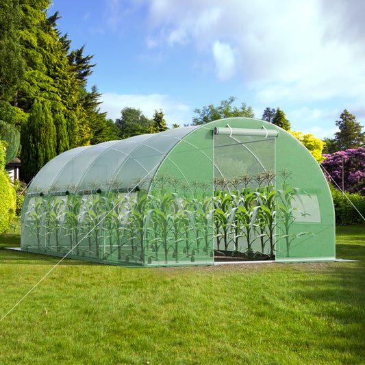 Topbuy 20 x 10 x 6.6 FT Outdoor Walk-in Greenhouse Tunnel Plants Green Garden Hot House w/ 10 Roll-up Windows