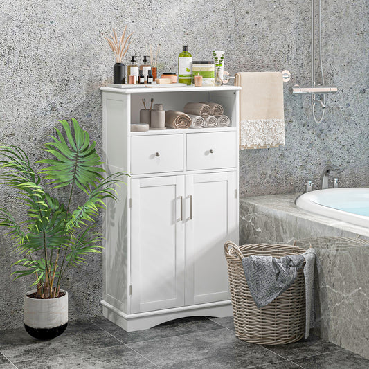 Topbuy Bathroom Cabinet Freestanding Storage Organizer w/ 2 Drawers & 2 Doors 3-Position Adjustable Shelves